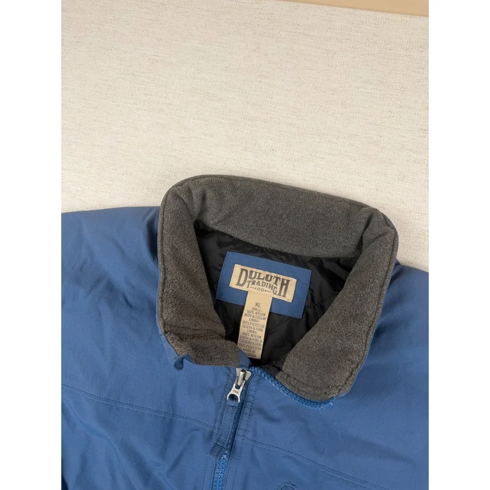 Duluth Trading Co Shoreman Fleece Lined Jacket Mens XL Blue Nylon Workwear Coat