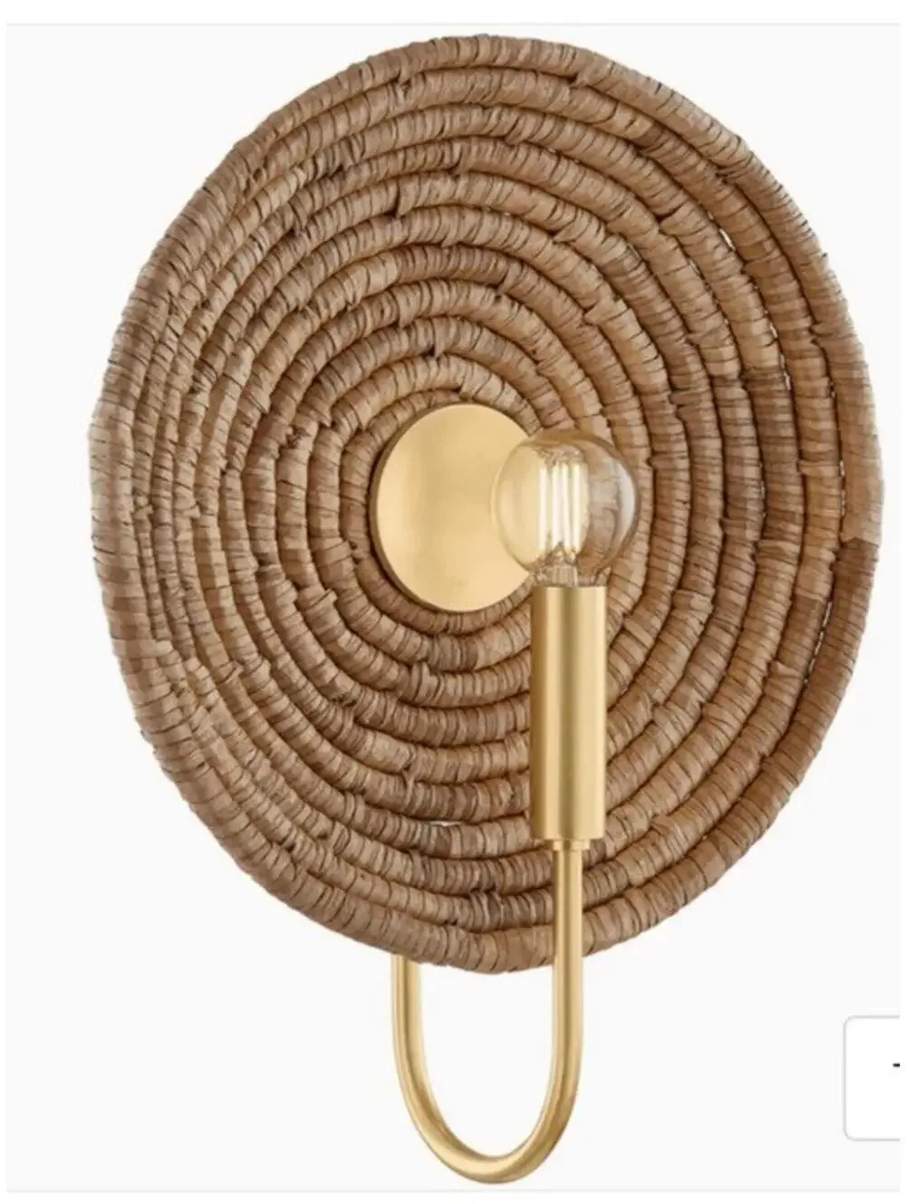 Mitzi Ashby Wall Sconce Rattan Wicker Aged Brass Boho Light Fixture 1 Light