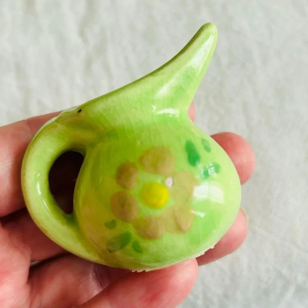 4 Vintage Miniature Pitchers Ceramic Floral Souvenir Toby Girl