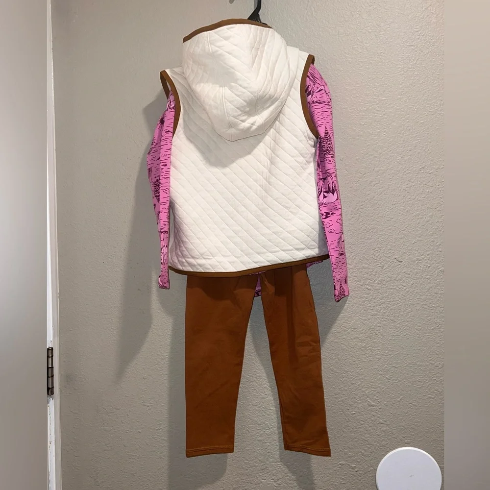 NWT Carhartt Kids 3-Piece Set Quilted Vest, Pink Horse Print Tee & Leggings 4T