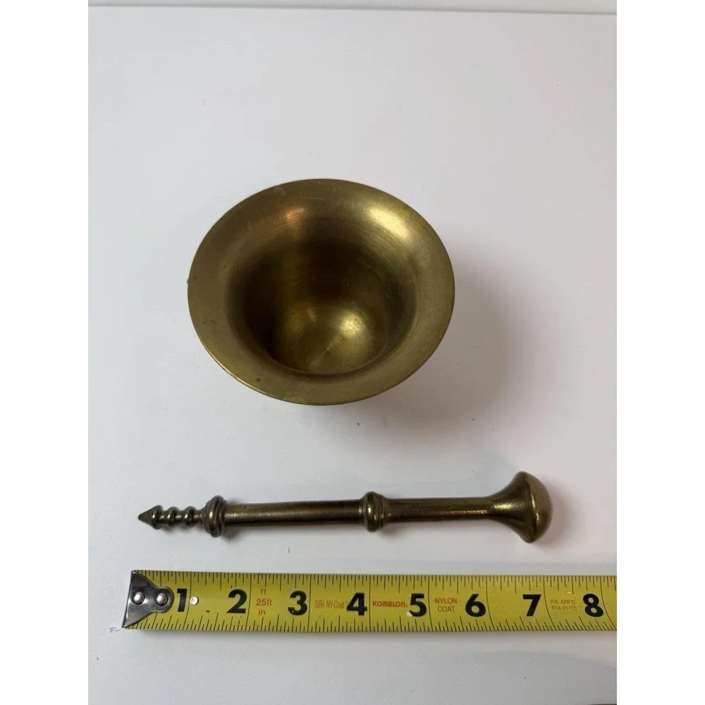 Solid Brass Design Face Mortar & Pestle Pharmacy Apothecary Vintage 3