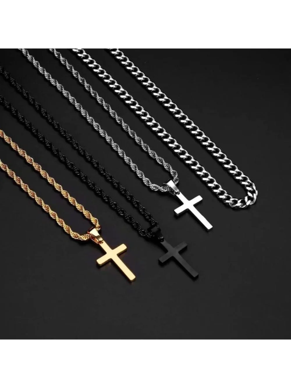 Layered Cross Necklaces for Men - 18K Gold & Silver Rope Chains, Perfect Gifts