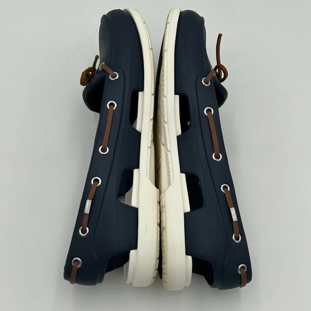 Crocs Beach Line Boat Shoe Women 9 Water Friendly Loafers Navy Nautical Beach
