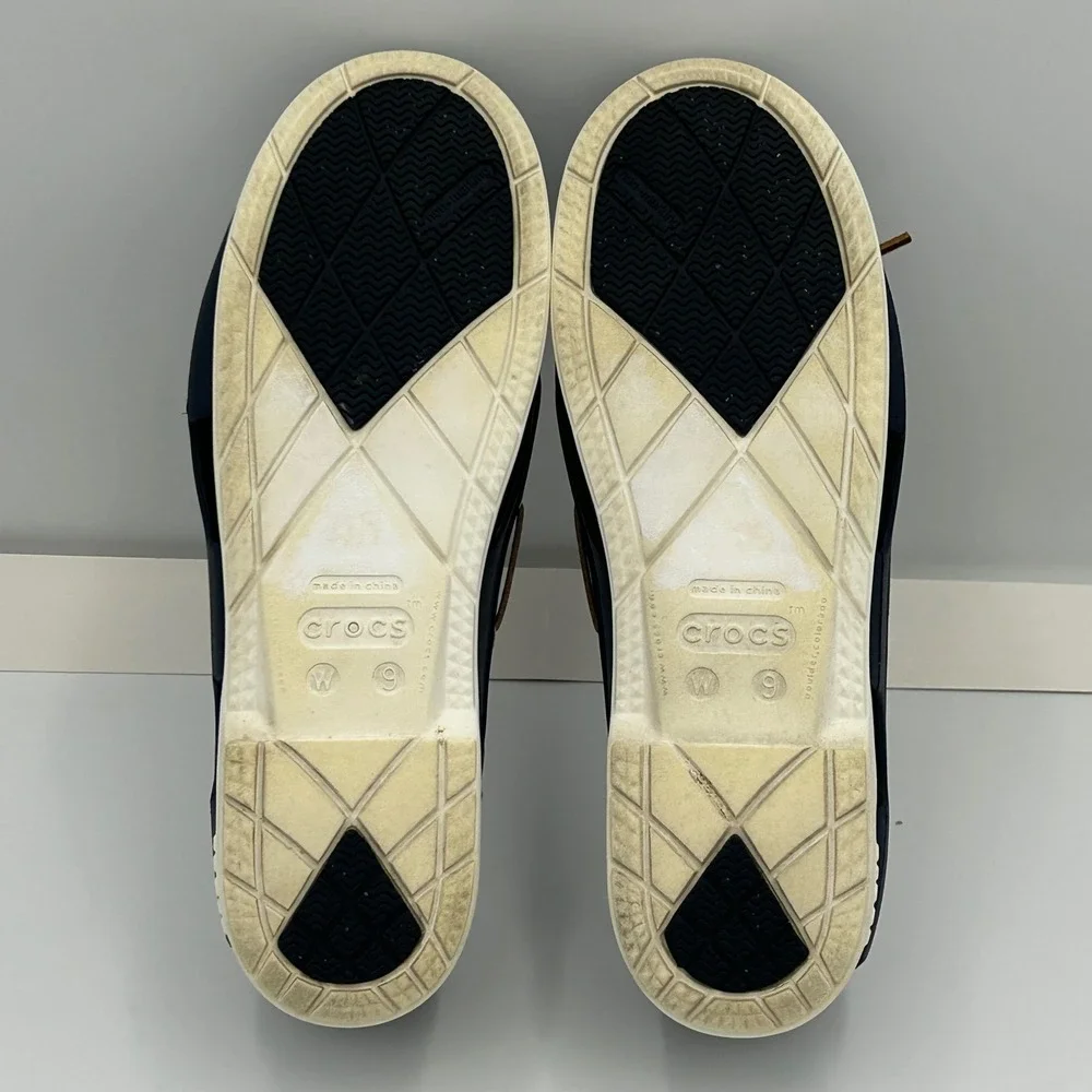 Crocs Beach Line Boat Shoe Women 9 Water Friendly Loafers Navy Nautical Beach