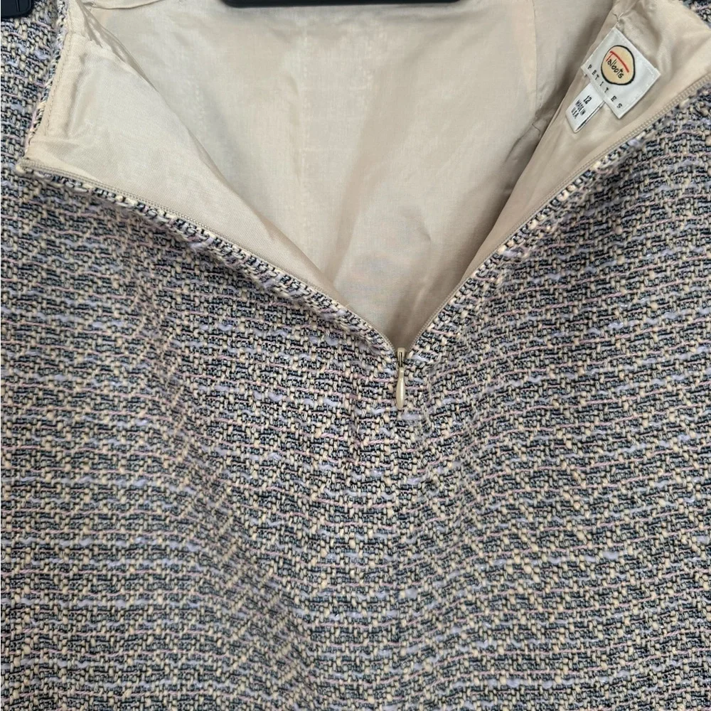 Vintage Talbots Blue Beige Tweed Textured Pencil Skirt Women’s 12P Career Casual