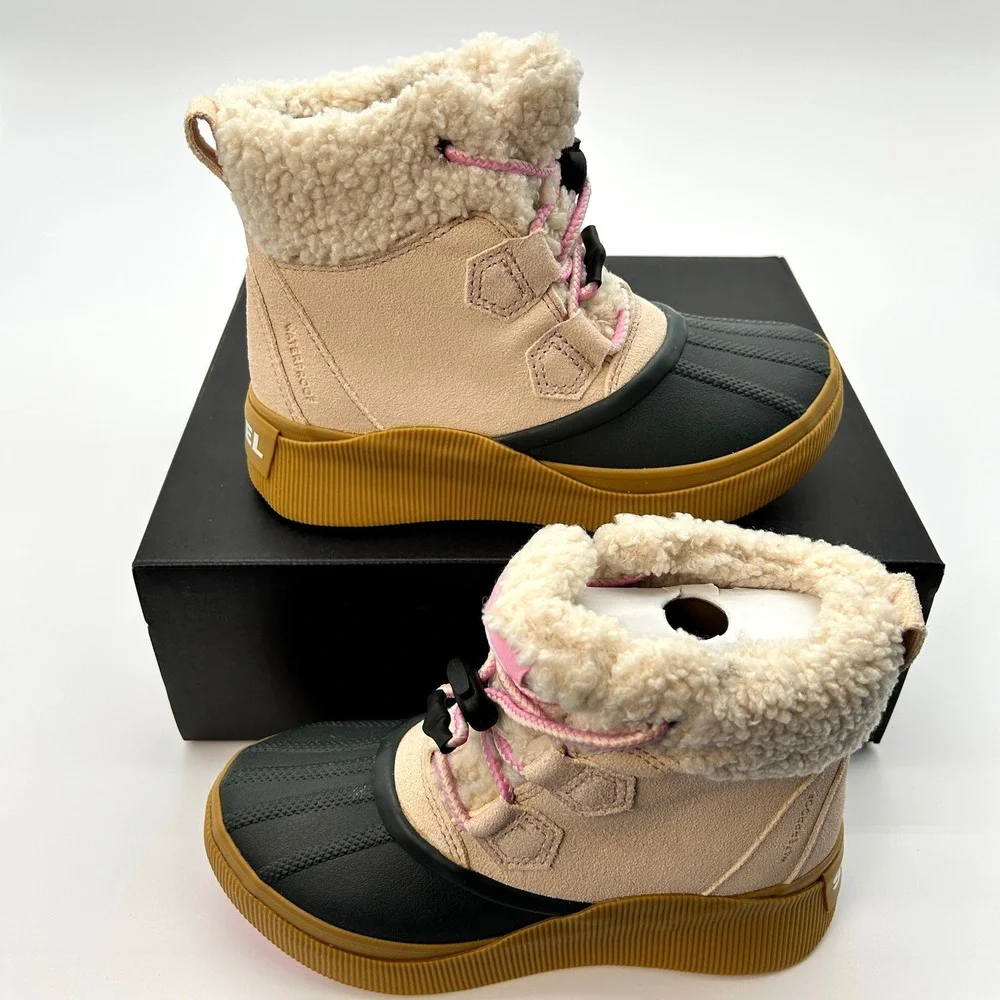 SOREL‎ Youth Waterproof Boots Size 3 Kids Out N About IV Chillz Pink Suede NEW