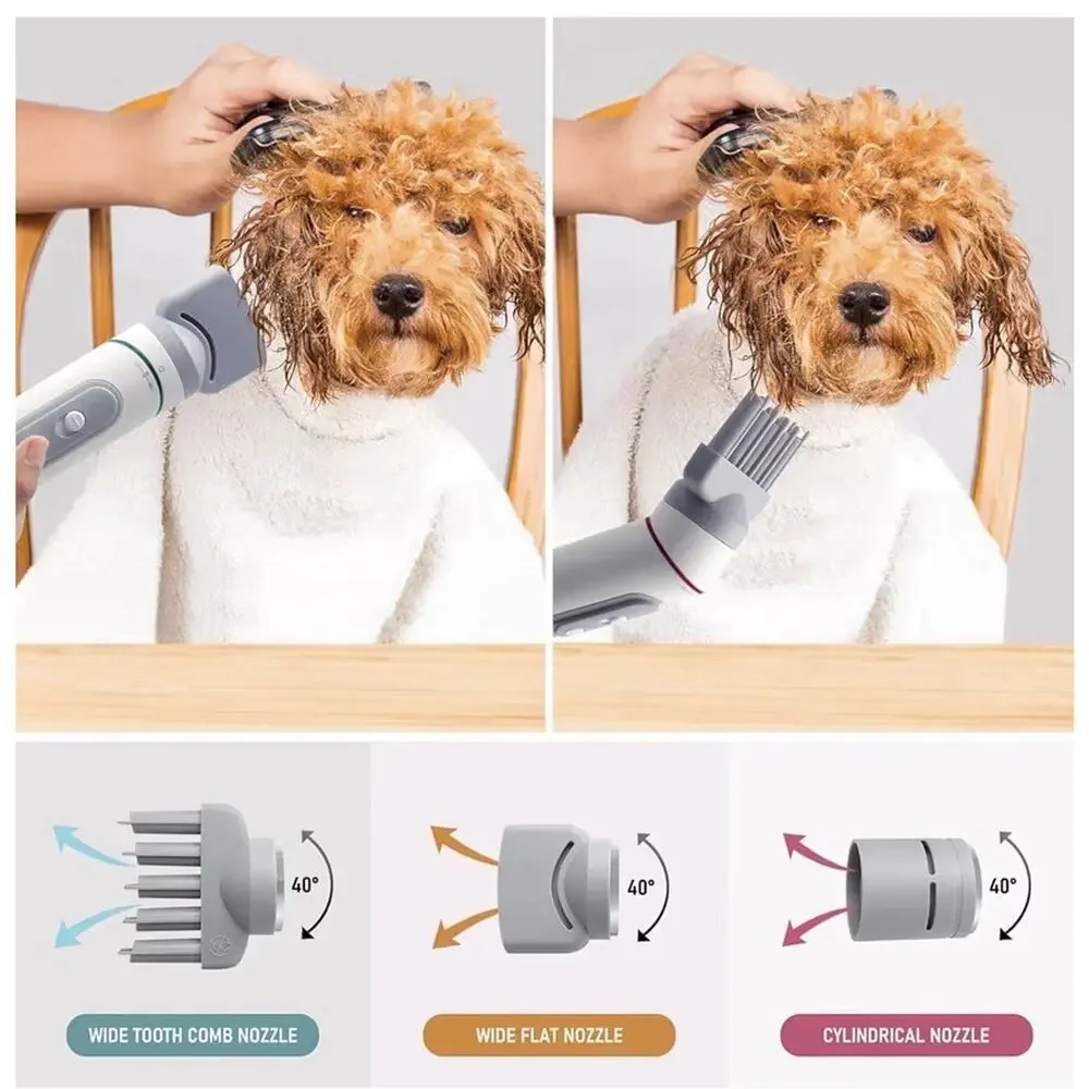 Portable Handheld Pet Hair Dryer, 3 Temp Settings & 3 Attachments New In Box