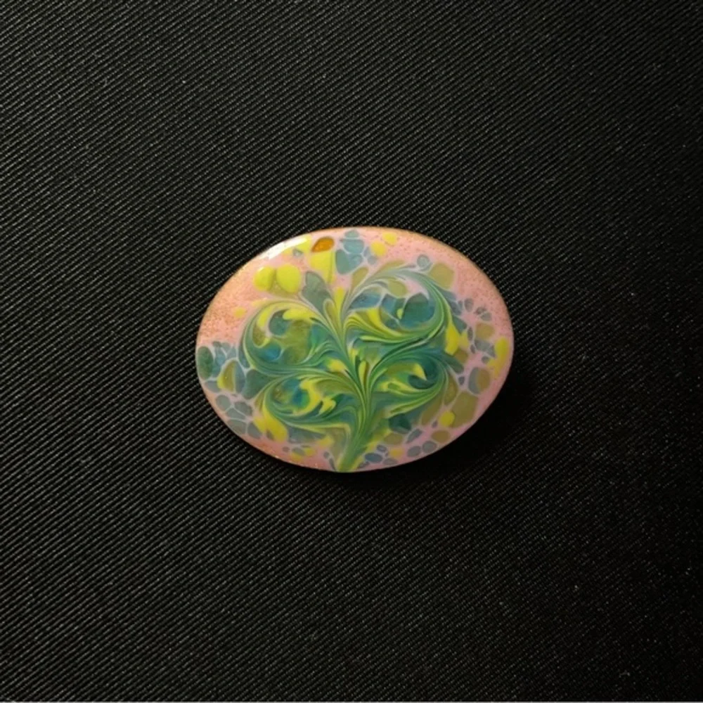 MCM Inga Carlson Enamel on Copper Brooch