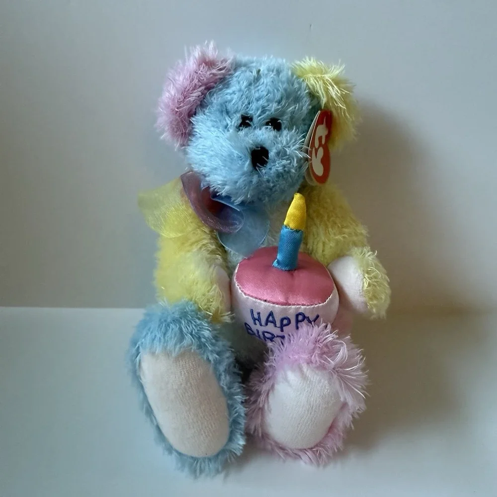 TY Surprise *Happy Birthday* Beanie Bear ‎ Year 2000 With Tag