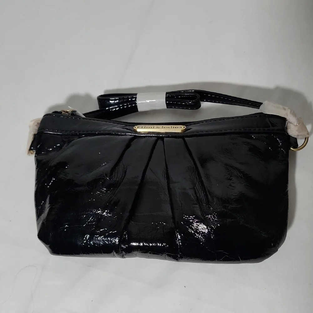 Elegant Black Patent Leather Wristlet