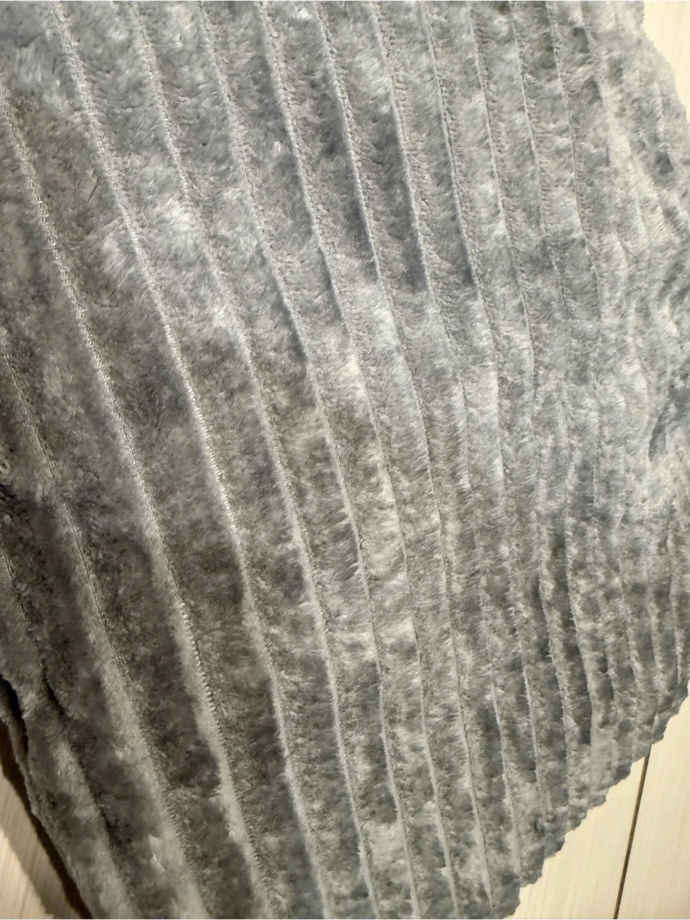 Plush Ribbed Gray Dog Bed Cushion - Soft Pet Mat gray ribbed 20”x15” washable