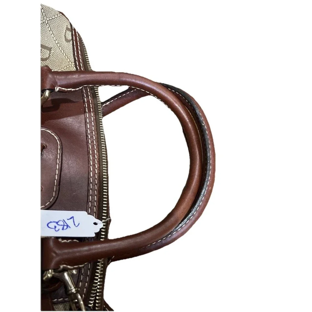Dooney & Bourke Signature Canvas and Leather Satchel Classic British Tan Y2K