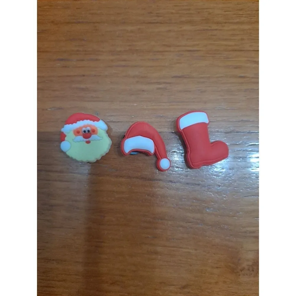 Lot Of 3 Christmas Holiday Themed Croc Charm‎ Jibz Santa Face Hat Boot