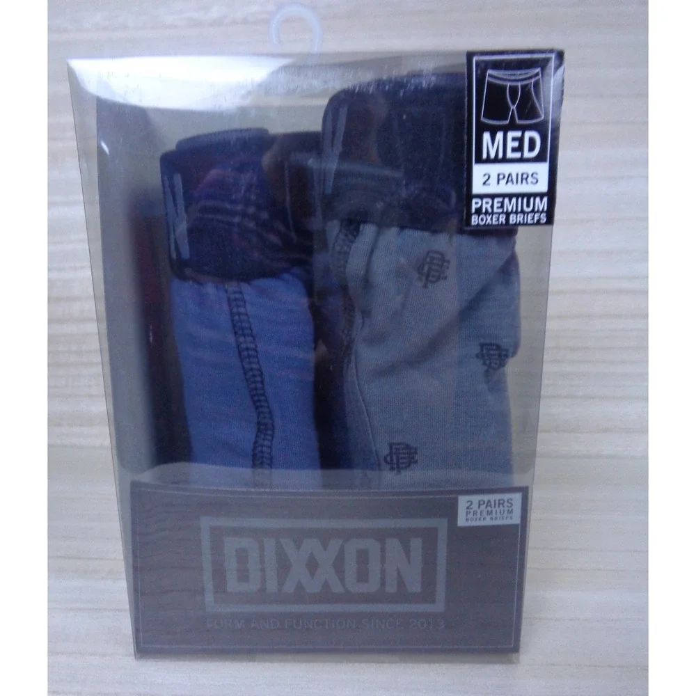 Dixxon Boxer Briefs Premium 2 Pack Mens Size Medium Solid/Gray Pattern‎