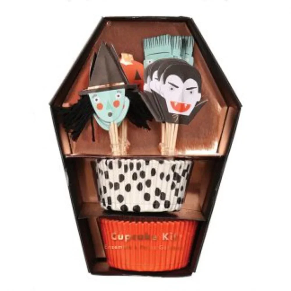 NWT - Meri Meri Halloween Cupcake Kit 24 cupcake cases & 24 toppers