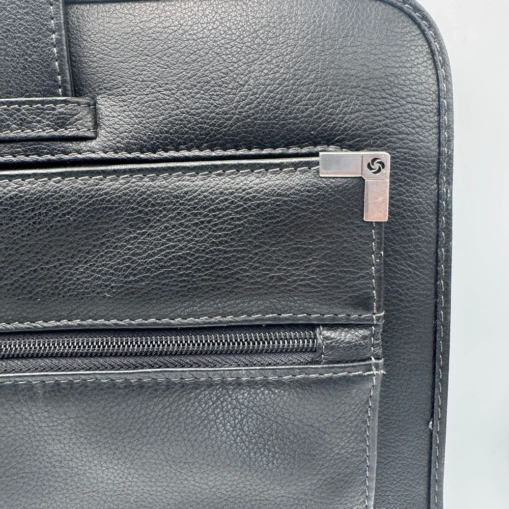Samsonite Black Faux Leather Laptop Briefcase Sleeve Retractable Handle Bag