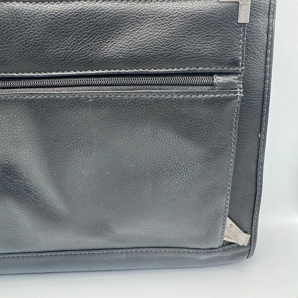 Samsonite Black Faux Leather Laptop Briefcase Sleeve Retractable Handle Bag