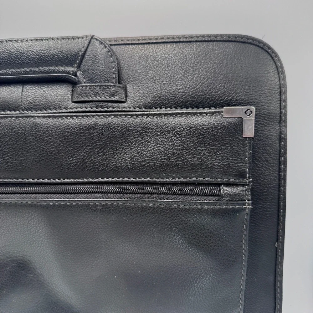 Samsonite Black Faux Leather Laptop Briefcase Sleeve Retractable Handle Bag