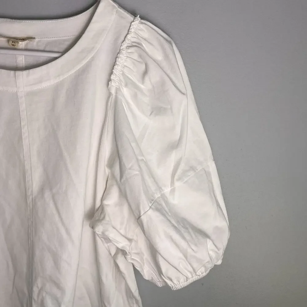 Madewell Top Womens Puff-Sleeve Tee Short Basic Everyday Staple White Sz XL BOHO