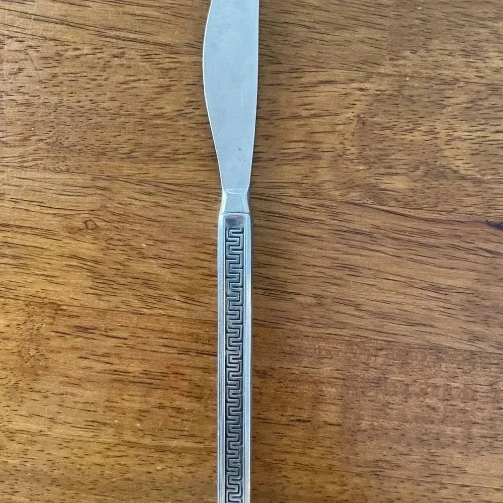 Noritake Japan Stainless Black Accent DINNER KNIFE 8” Unique‎ Art Deco Vintage