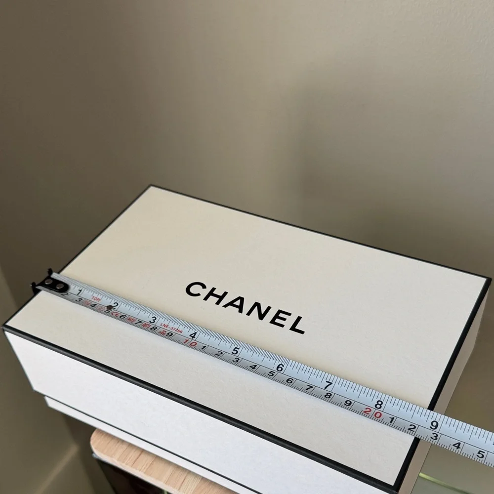 Authentic CHANEL White with Black Trim Logo Gift Box