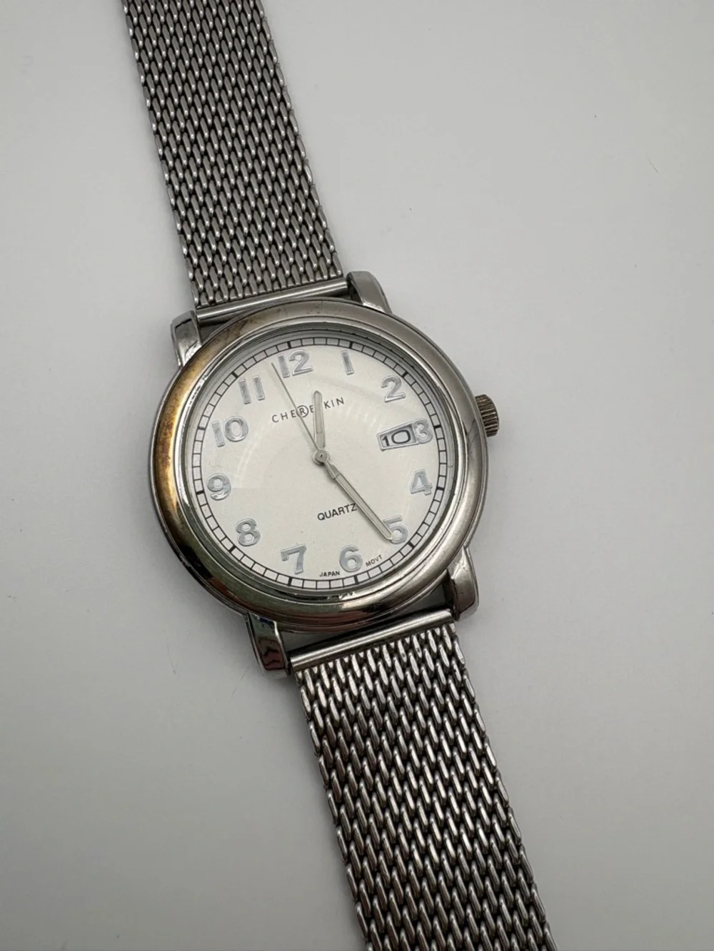 Chereskin Oversized Silver Men’s Watch Mesh Band New Battery (Read Full Listing)