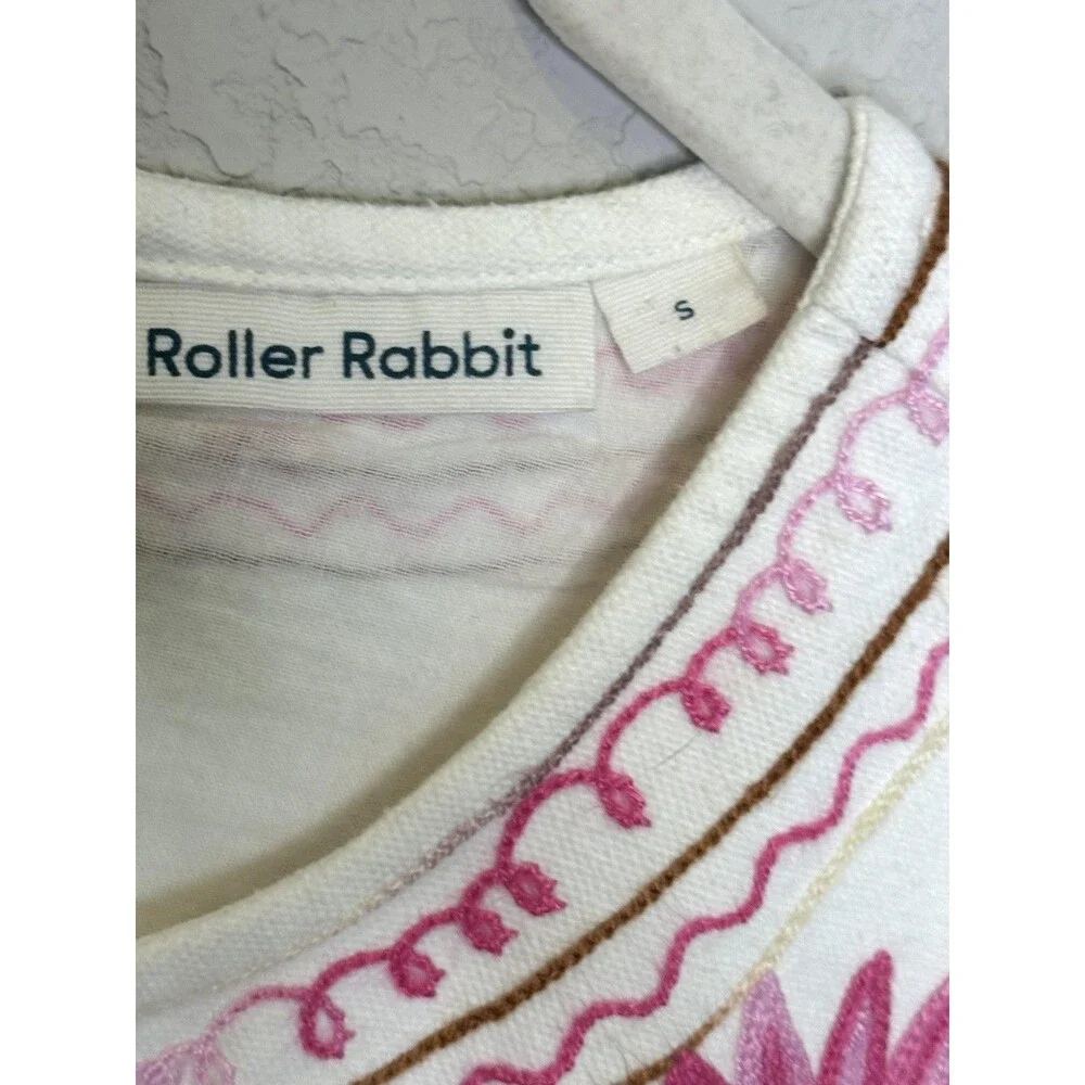 Roller Rabbit Dress Womens Small Multicolor Embroidered Floral Shift Boho