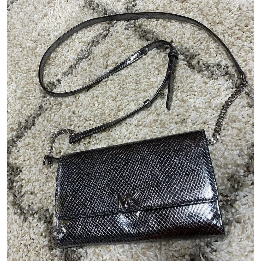 Michael Kors Gunmetal Metallic Crossbody Clutch NWOT
