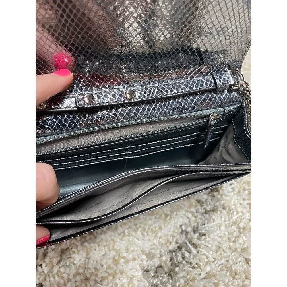 Michael Kors Gunmetal Metallic Crossbody Clutch NWOT