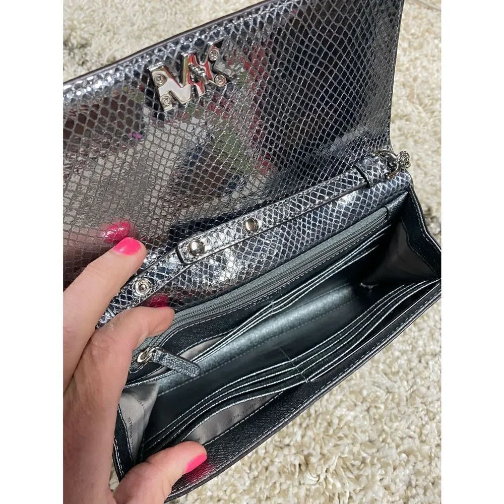 Michael Kors Gunmetal Metallic Crossbody Clutch NWOT