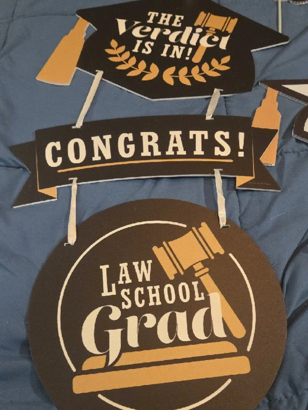 Big Dot of Law School Grad Party/lawn Picks-Front Door Sign Black & Gold