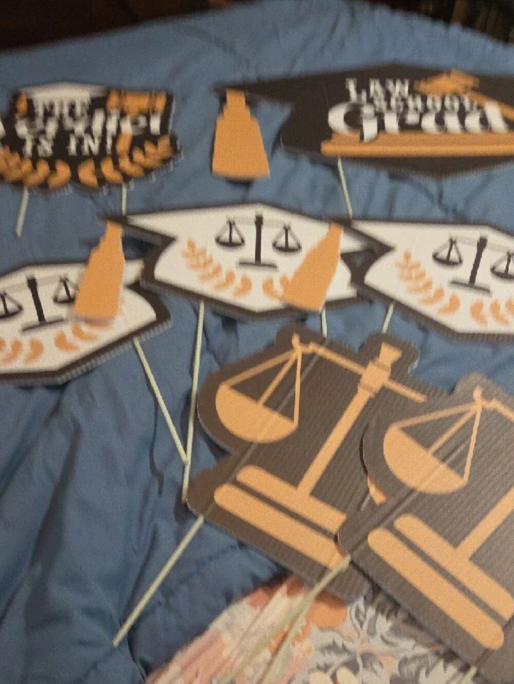 Big Dot of Law School Grad Party/lawn Picks-Front Door Sign Black & Gold
