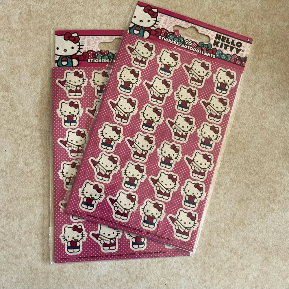 Hello Kitty Stickers Two Packages and Notepad Christmas Holiday New