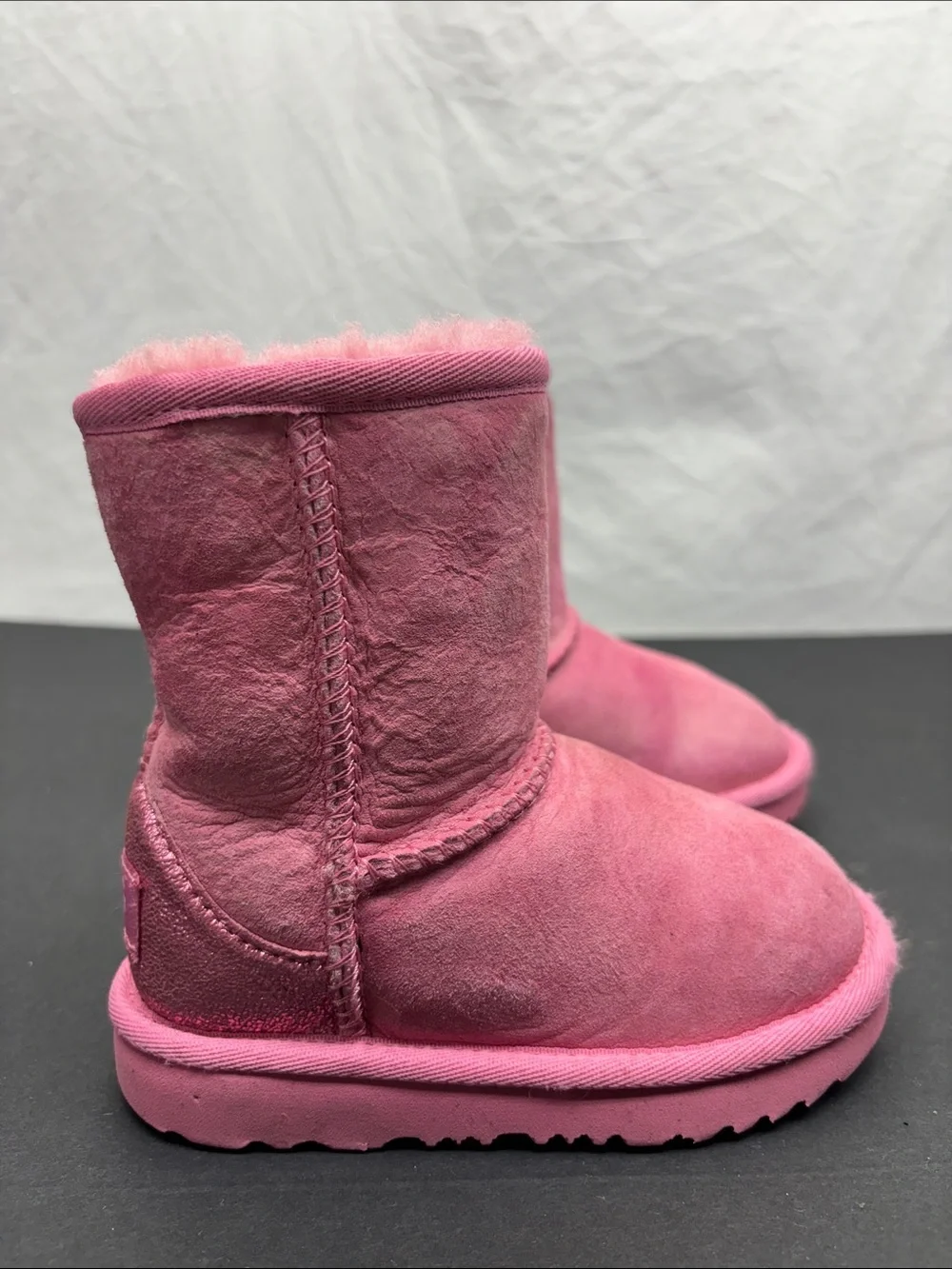 Ugg Kids Pink Suede Winter Boots - Plush Lining, SZ 8 toddler girl, box 43