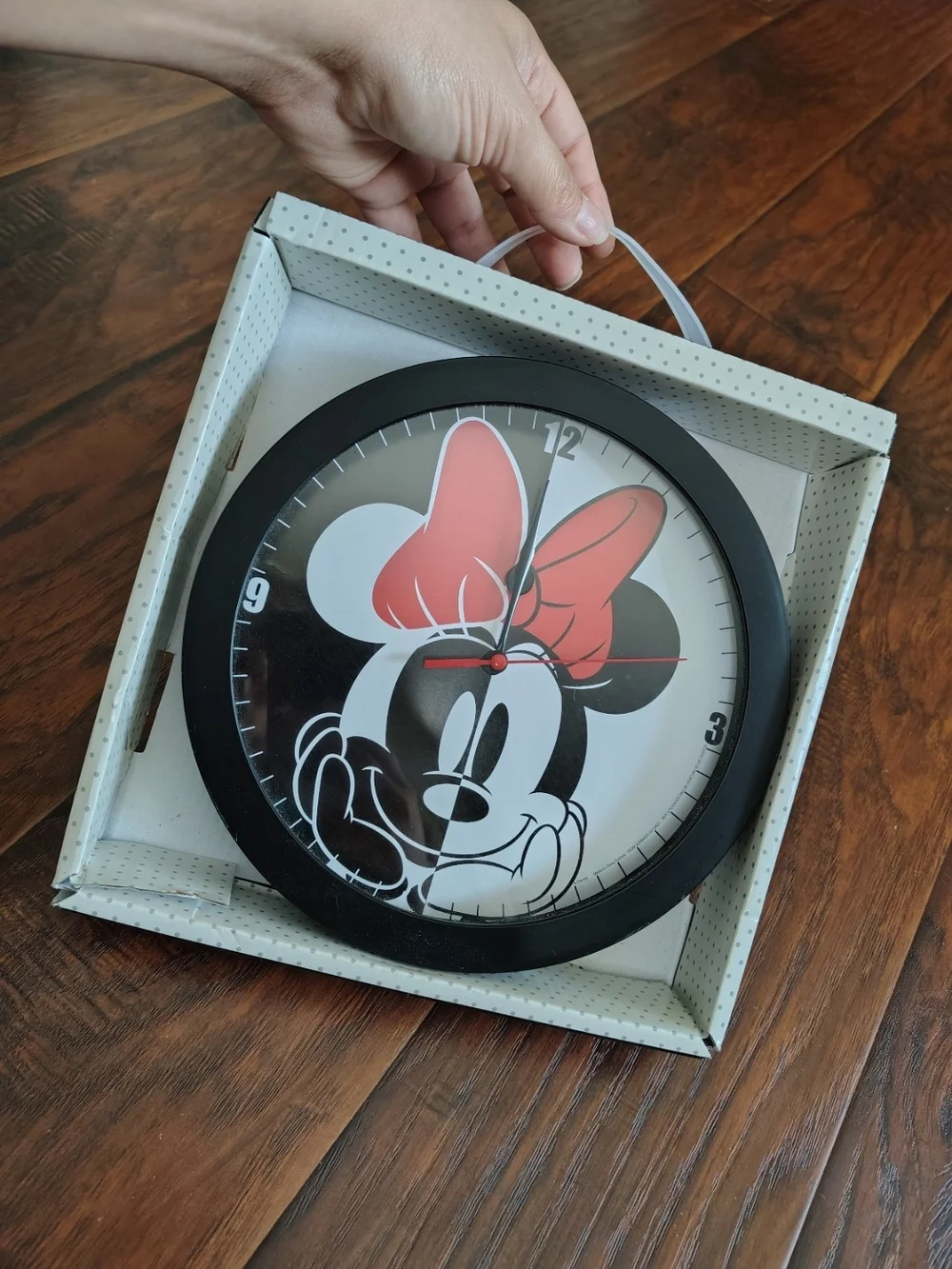 Disney Minnie Mouse Black Wall Clock with Red Bow