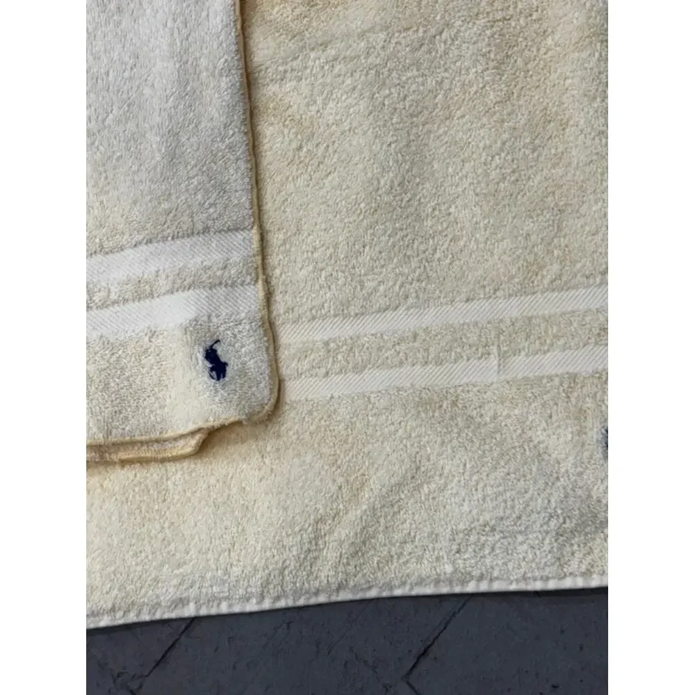 Vintage Ralph Lauren Home Polo Pony 3 Pc Towel Set Cream Yellow Bath Hand Towels