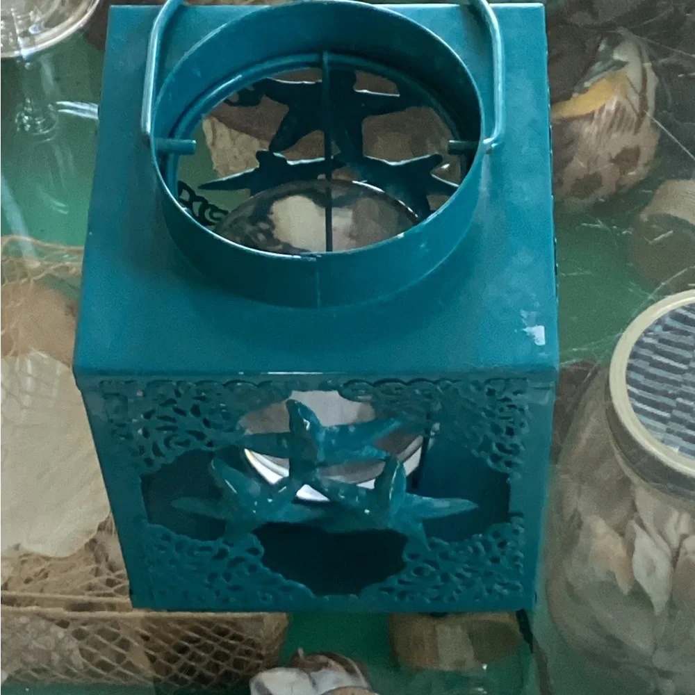 Pier 1 Teal Starfish Decorative Lantern Perfect for Beach House Decor