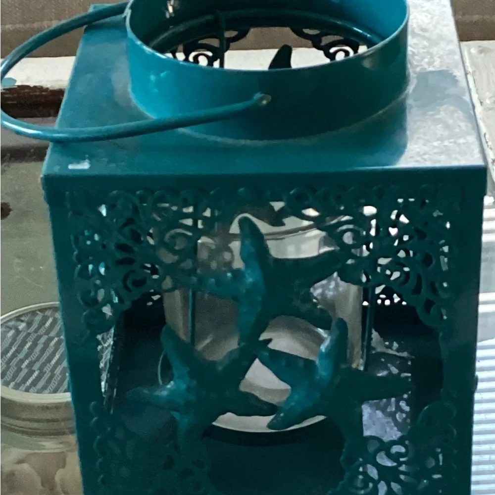 Pier 1 Teal Starfish Decorative Lantern Perfect for Beach House Decor
