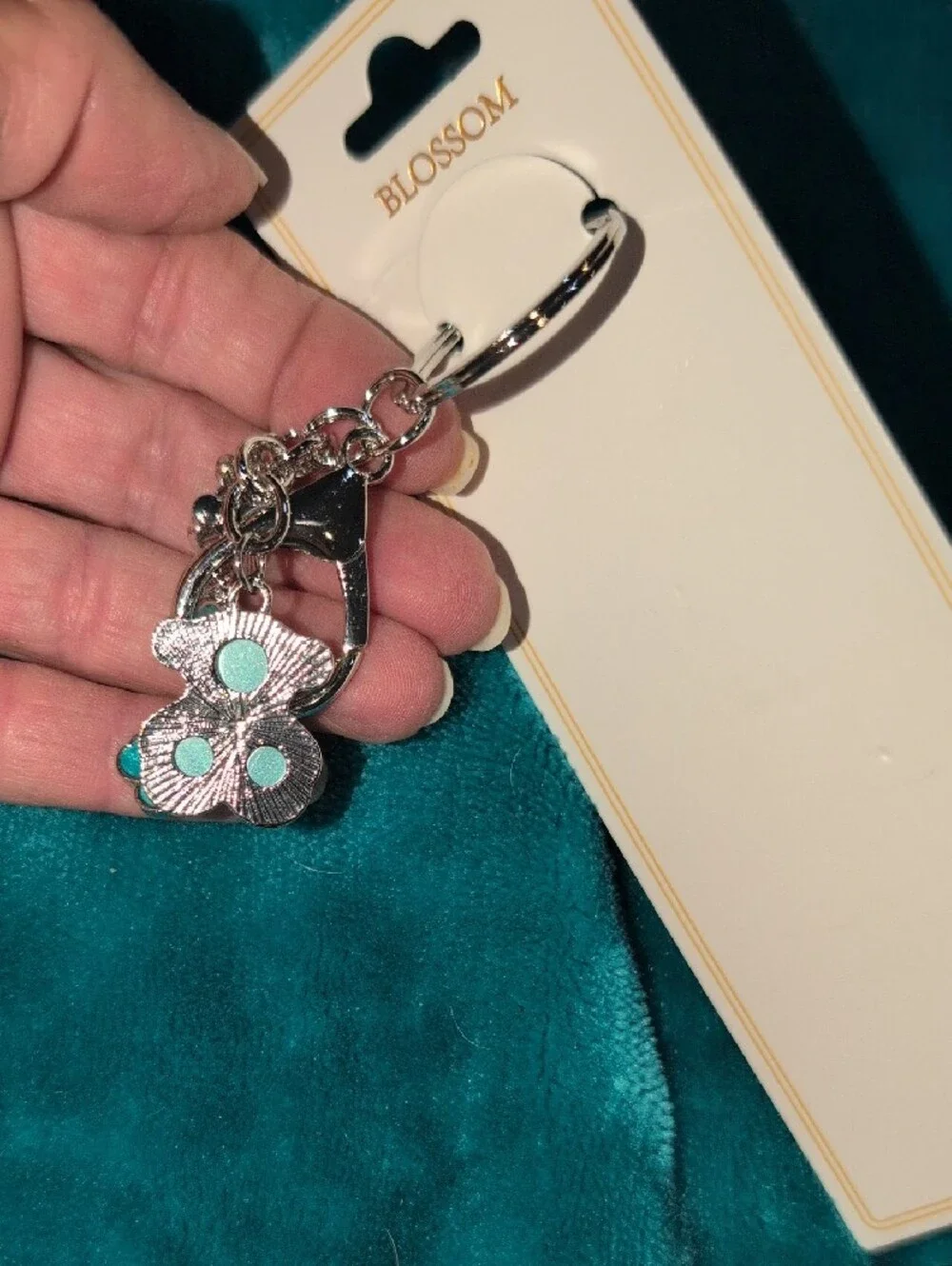 Silver Teddy Charm Keychain - NWT