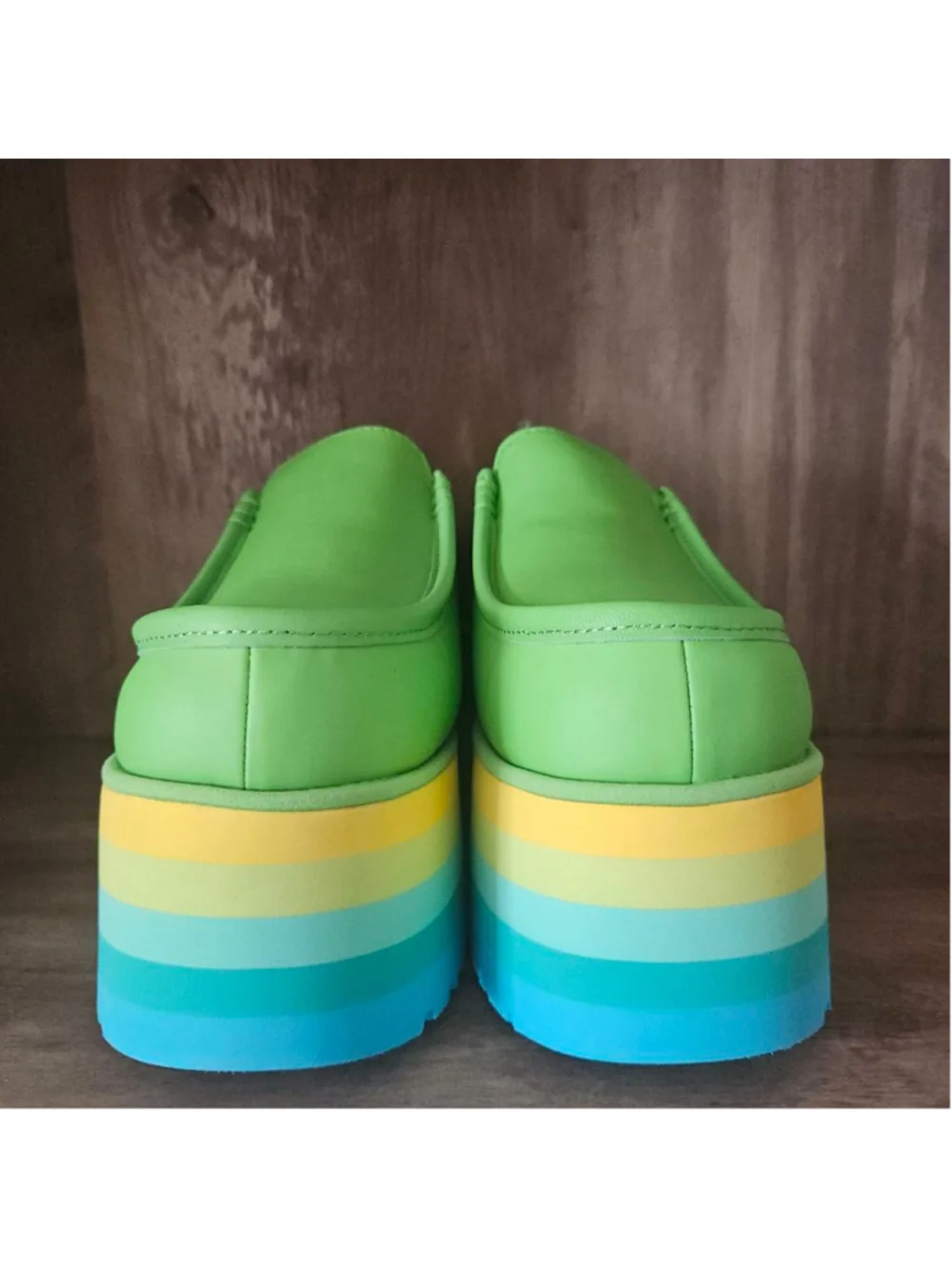 UGG Urseen Platform All Gender Multicolor Lamb Wool Slide On Womens 7 NIB Green
