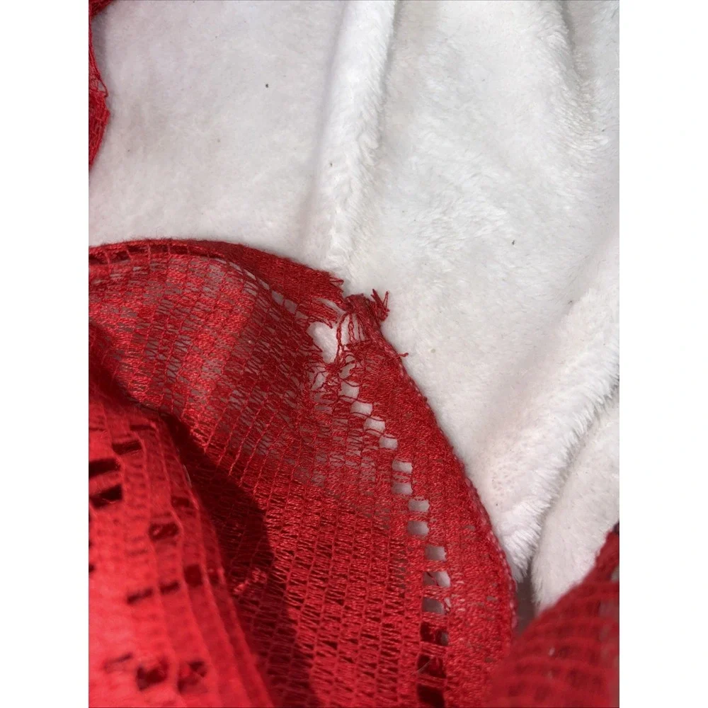Vintage 70s Red Lace Tablecloth 70