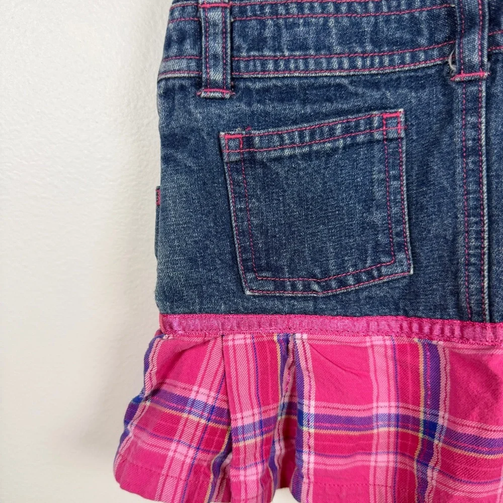 Y2K Disney Princess Denim Overall Dress Embroidered Kid’s Size 2T Plaid Retro
