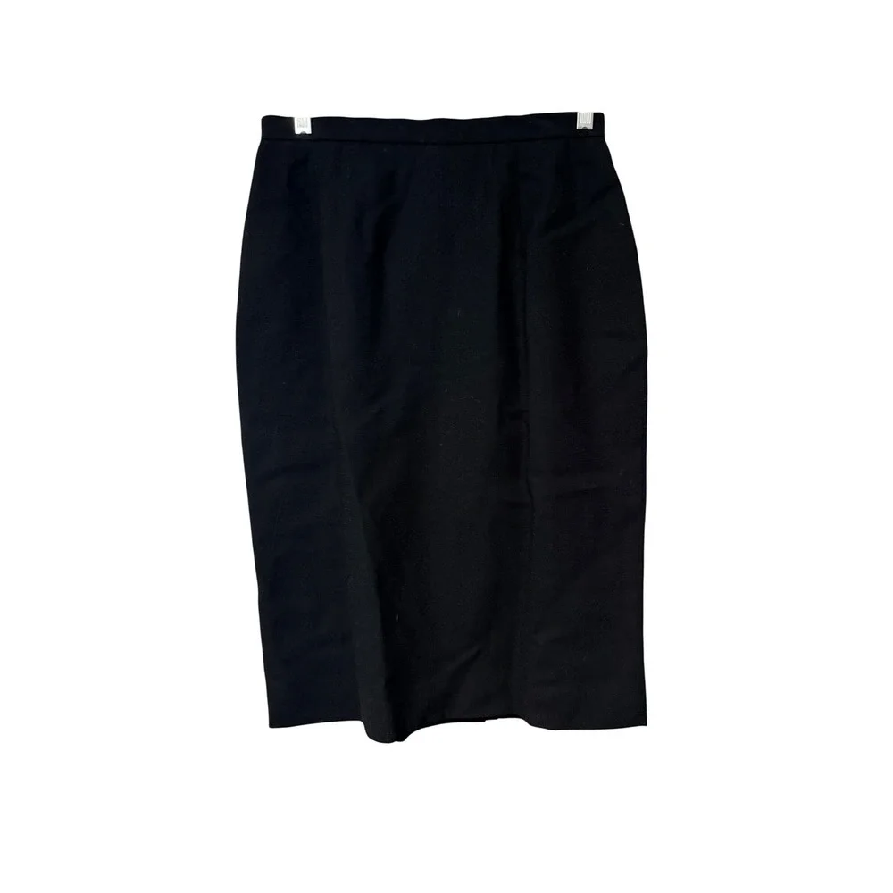 Vintage Saville Suit Pencil Skirt Womens 10 Black 100% Pure Wool