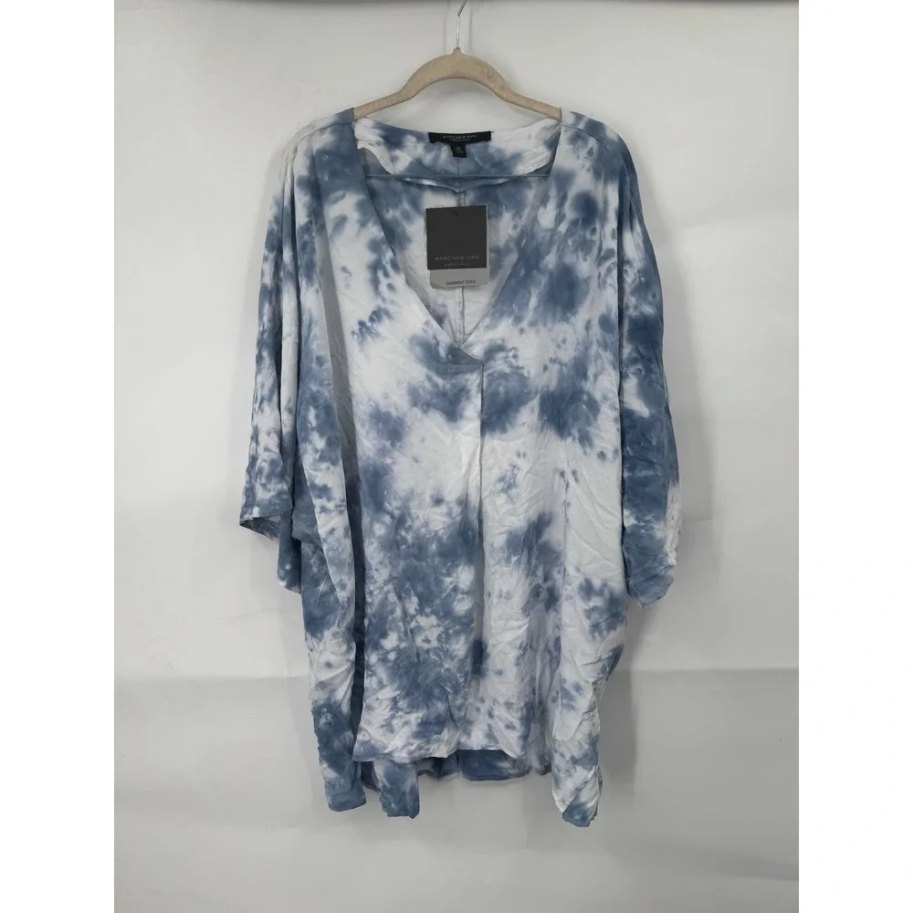 Marc‎ New York Kimono Beach Cover Women 2X Blue Summer Preppy Coastal NEW Summer