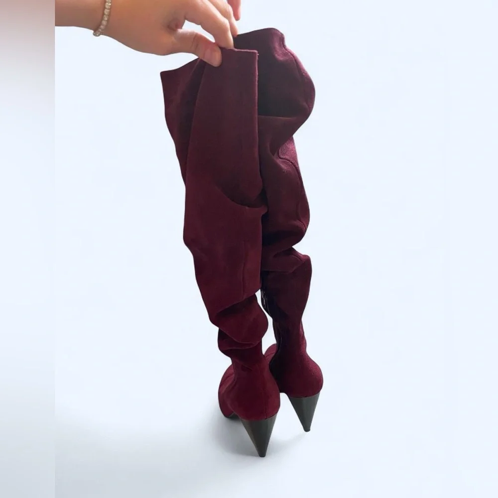 INC International Concepts Women's Maroon Suede Dress Boots size 6‎