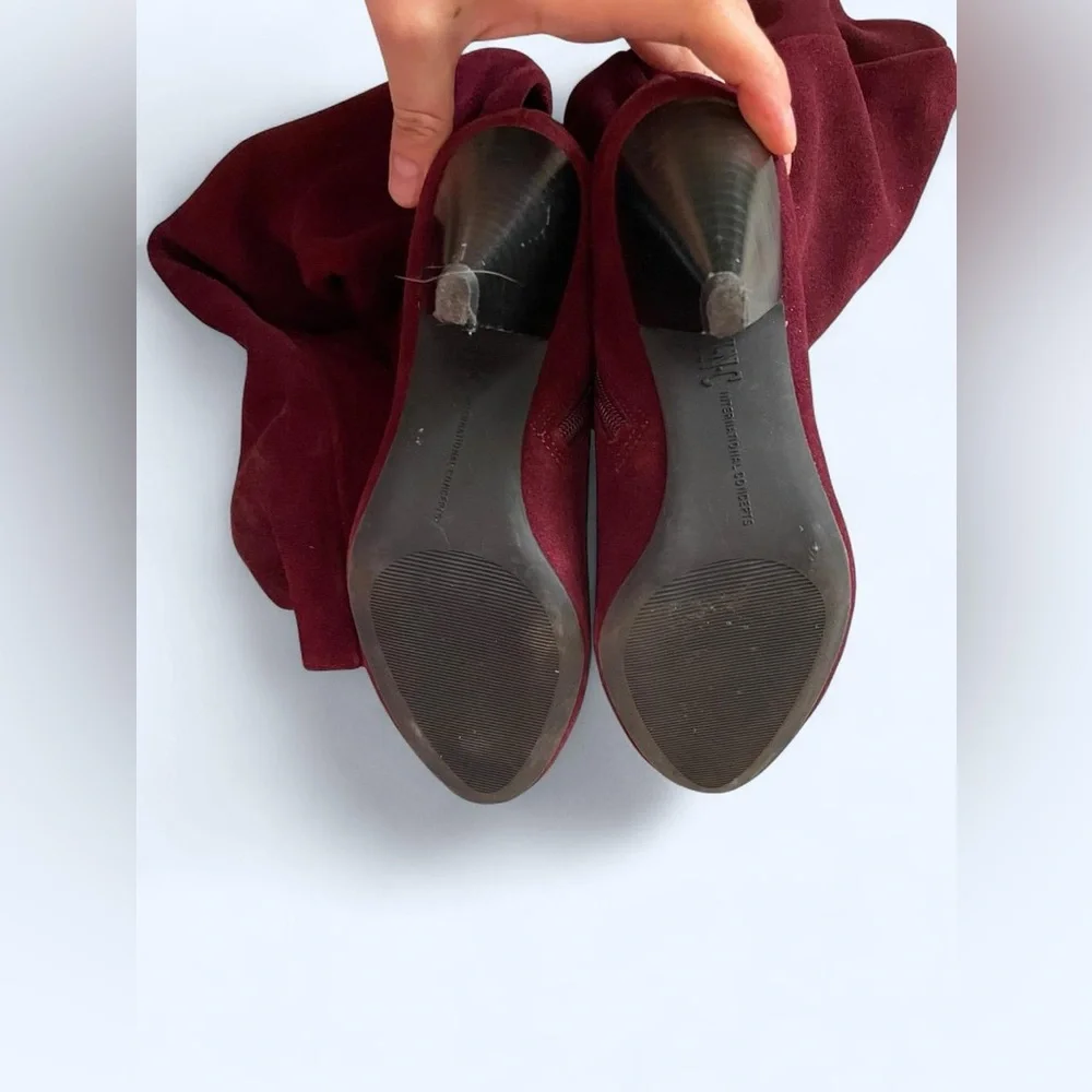 INC International Concepts Women's Maroon Suede Dress Boots size 6‎