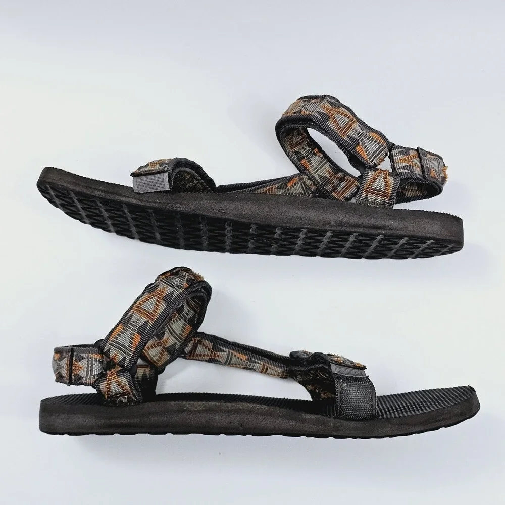 Teva Sandals Mens 13 Original Brown Nylon Webbing Hook and Loop‎ Outdoor Shoes