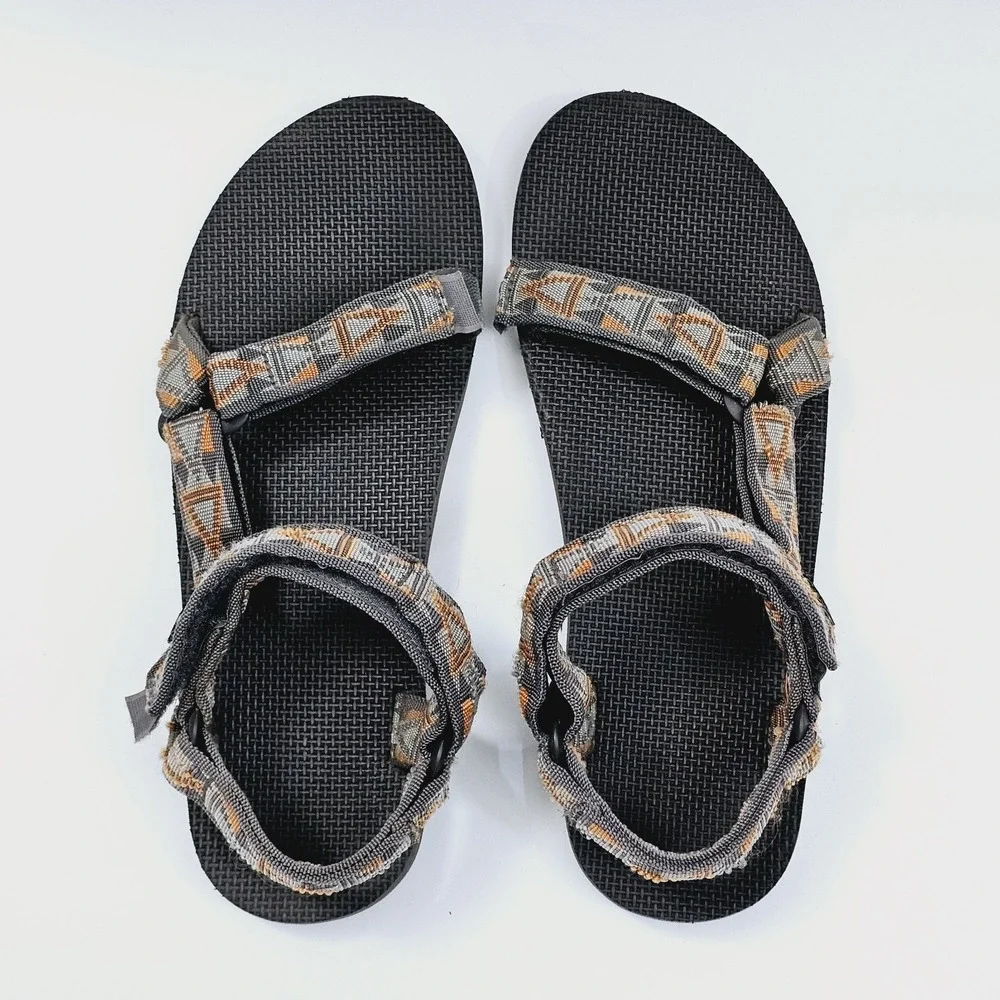 Teva Sandals Mens 13 Original Brown Nylon Webbing Hook and Loop‎ Outdoor Shoes