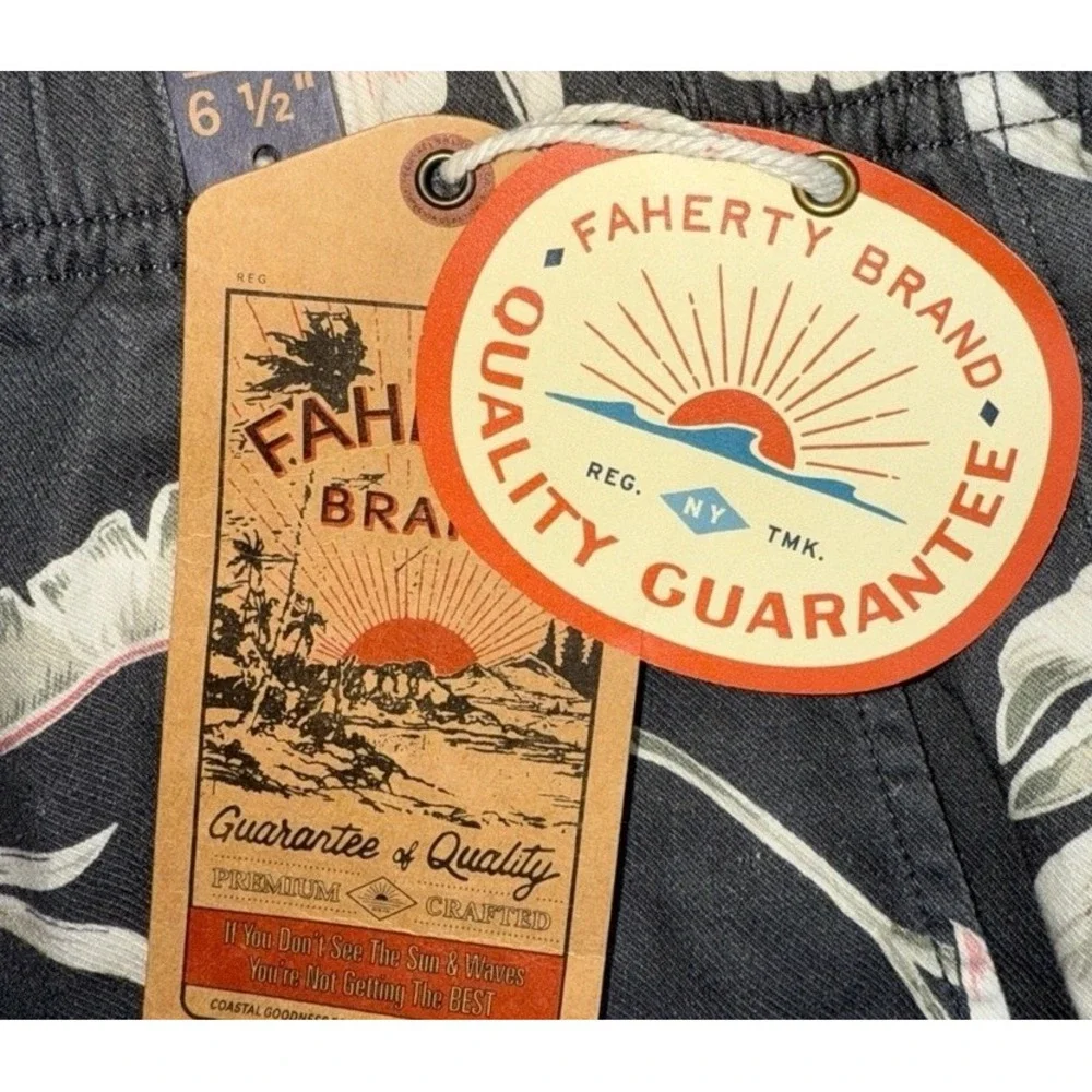 Faherty Mens Small Essentials Drawstring Charcoal Gray‎ Linen Blend Shorts