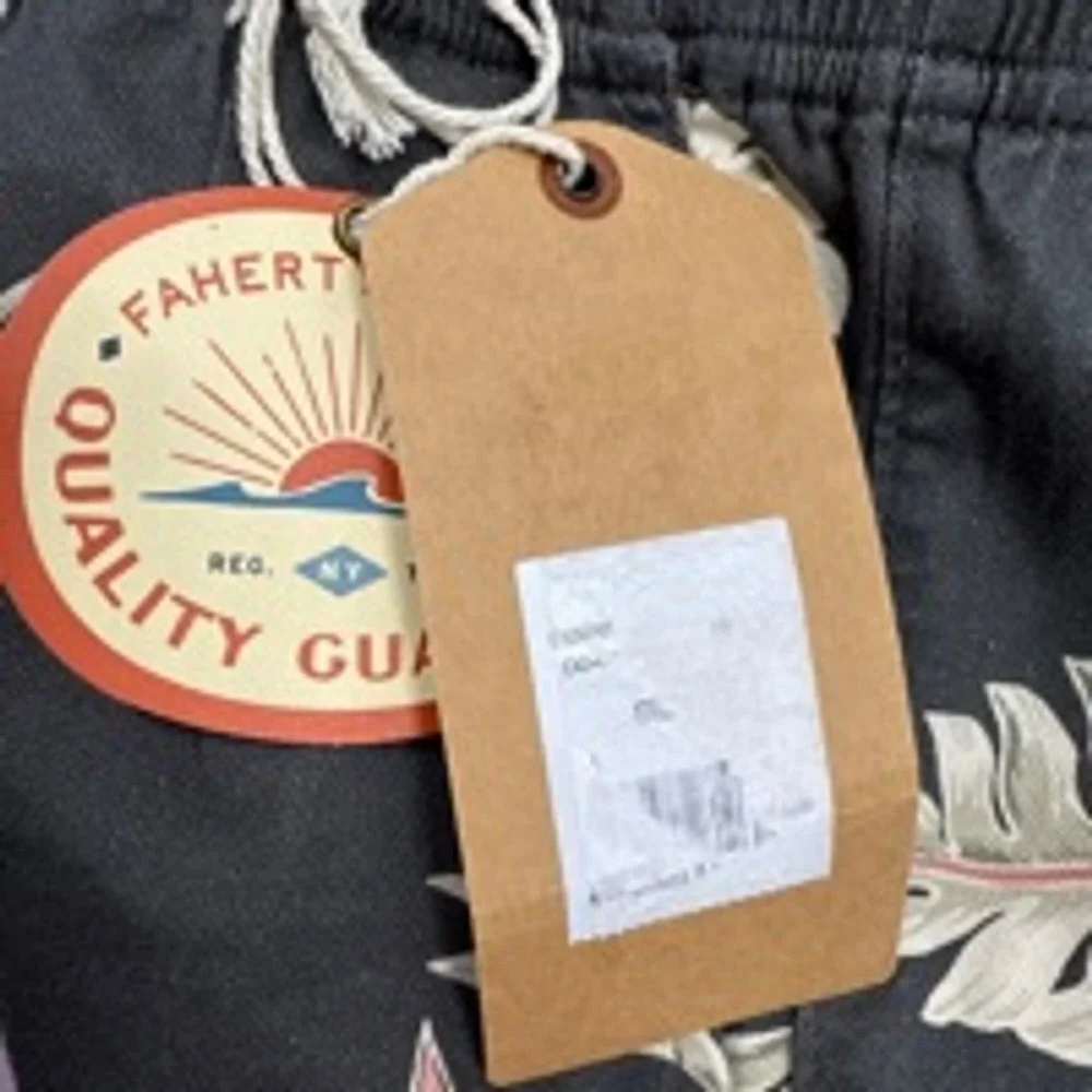 Faherty Mens Small Essentials Drawstring Charcoal Gray‎ Linen Blend Shorts